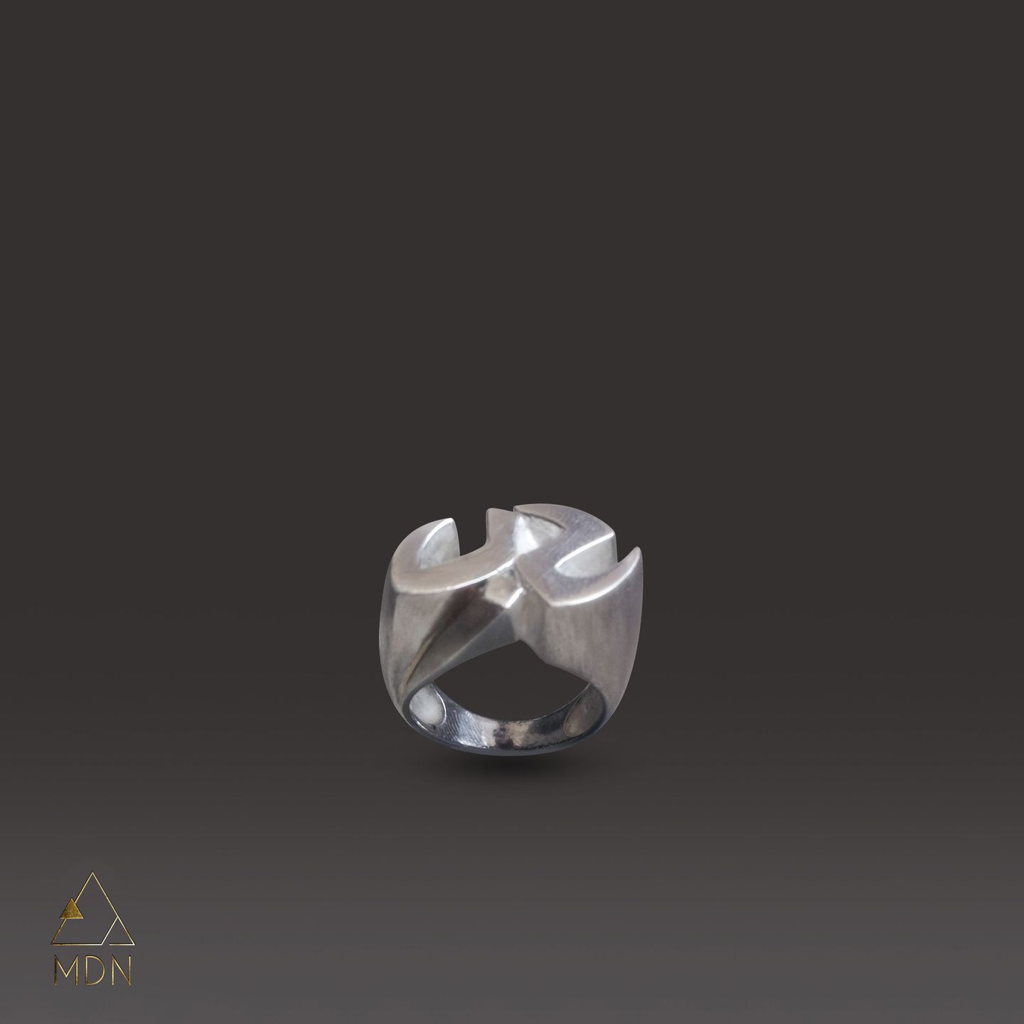 Silver-toned ring with Arabic calligraphy reading "حب".